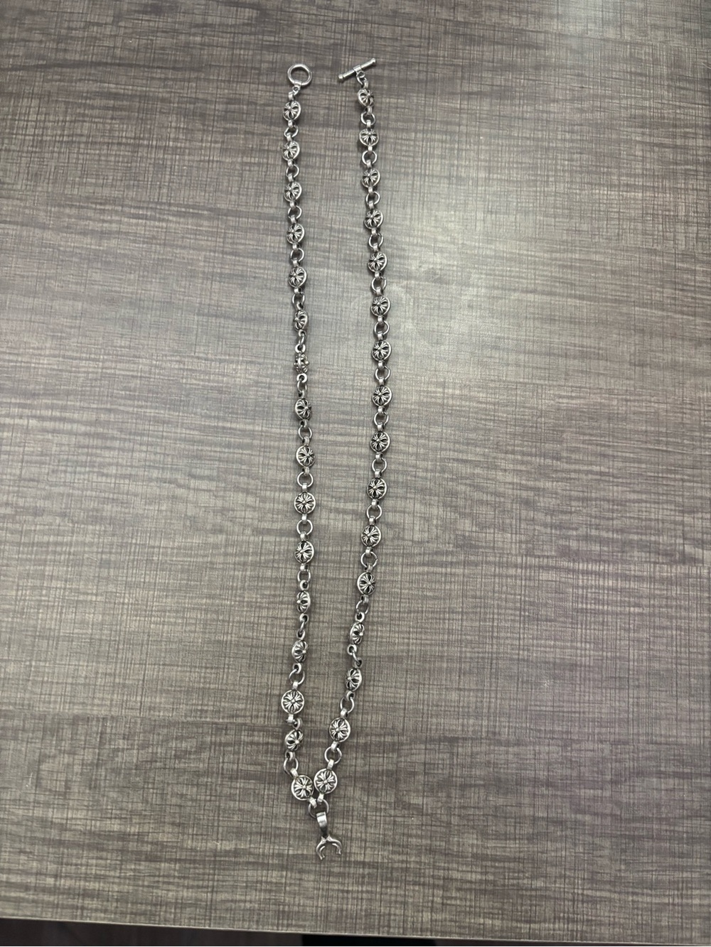 Stussy Silver Floral Link Necklace for Men
